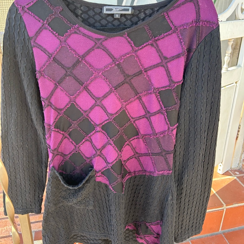Purple and Black Long Sleeve Topped